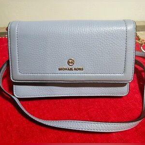 Michael Kors Blue Crossbody Bag Pebbled Leather